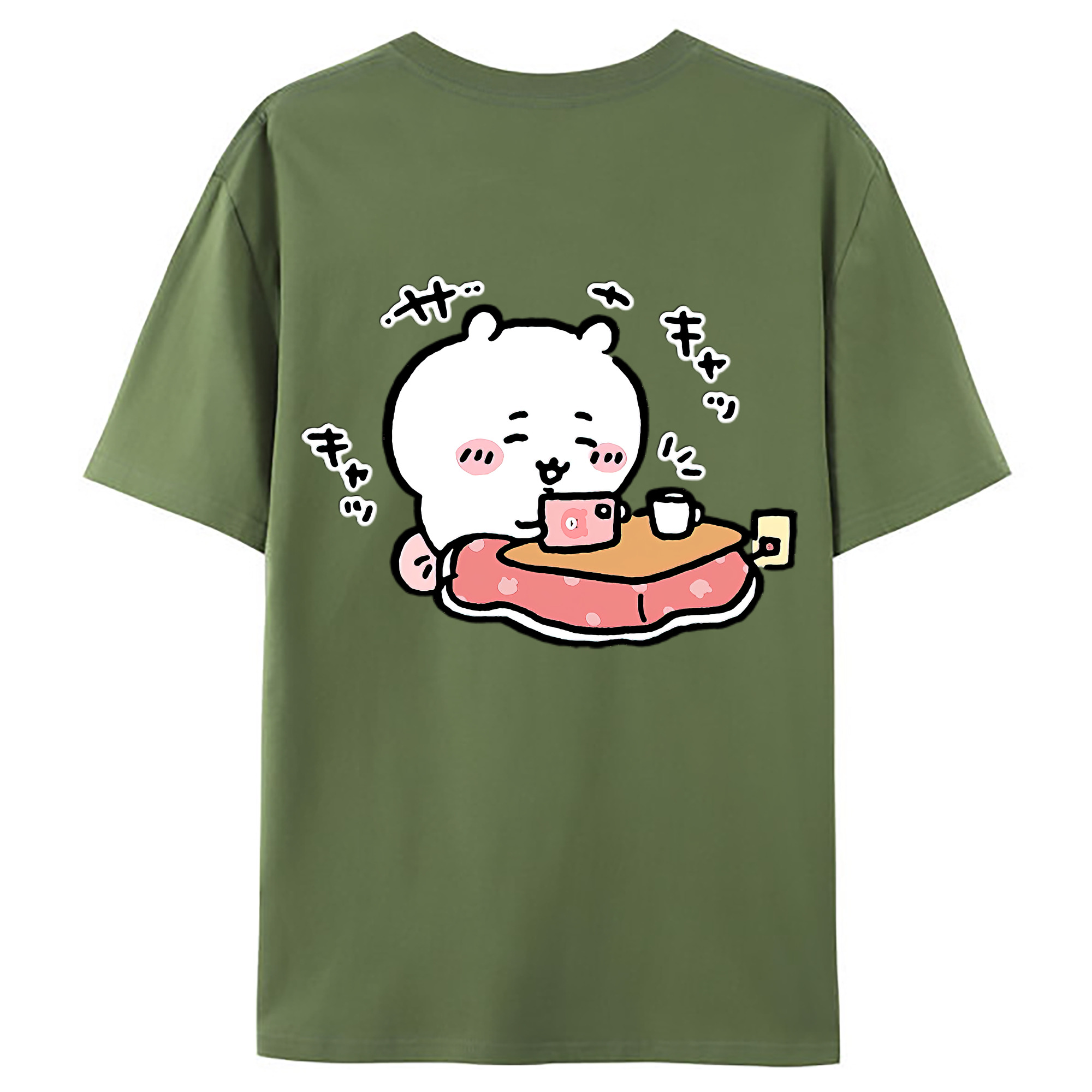 （画像用） ちいかわ ちいかわ Chii-kawa chiikawa 綿100％ メンズ半袖Tシャツ（バックプリント） 通気性